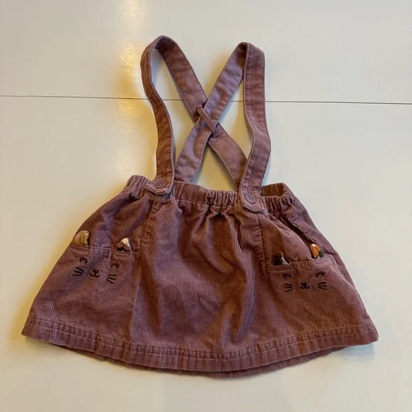 4/20$ Carter’s corduroy baby jumper/dress/skirt cat theme size 6 months - Picture 2 of 7